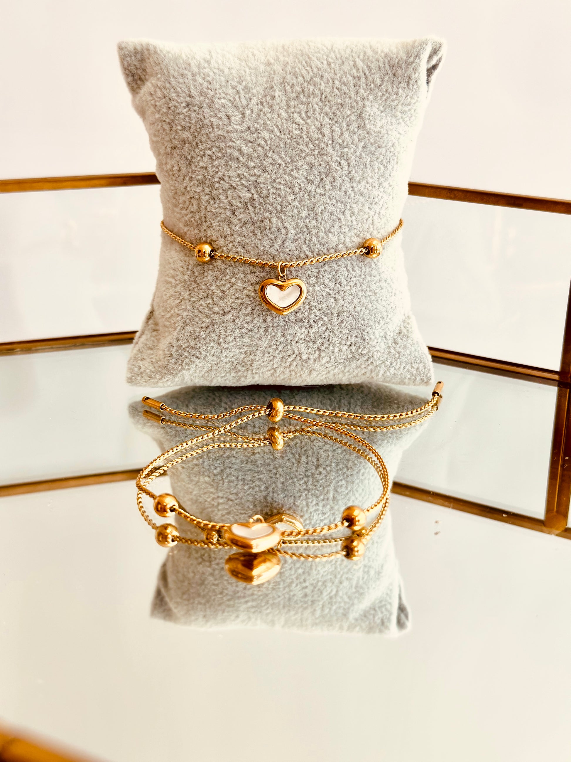 Pulsera de corazón de perla nácar