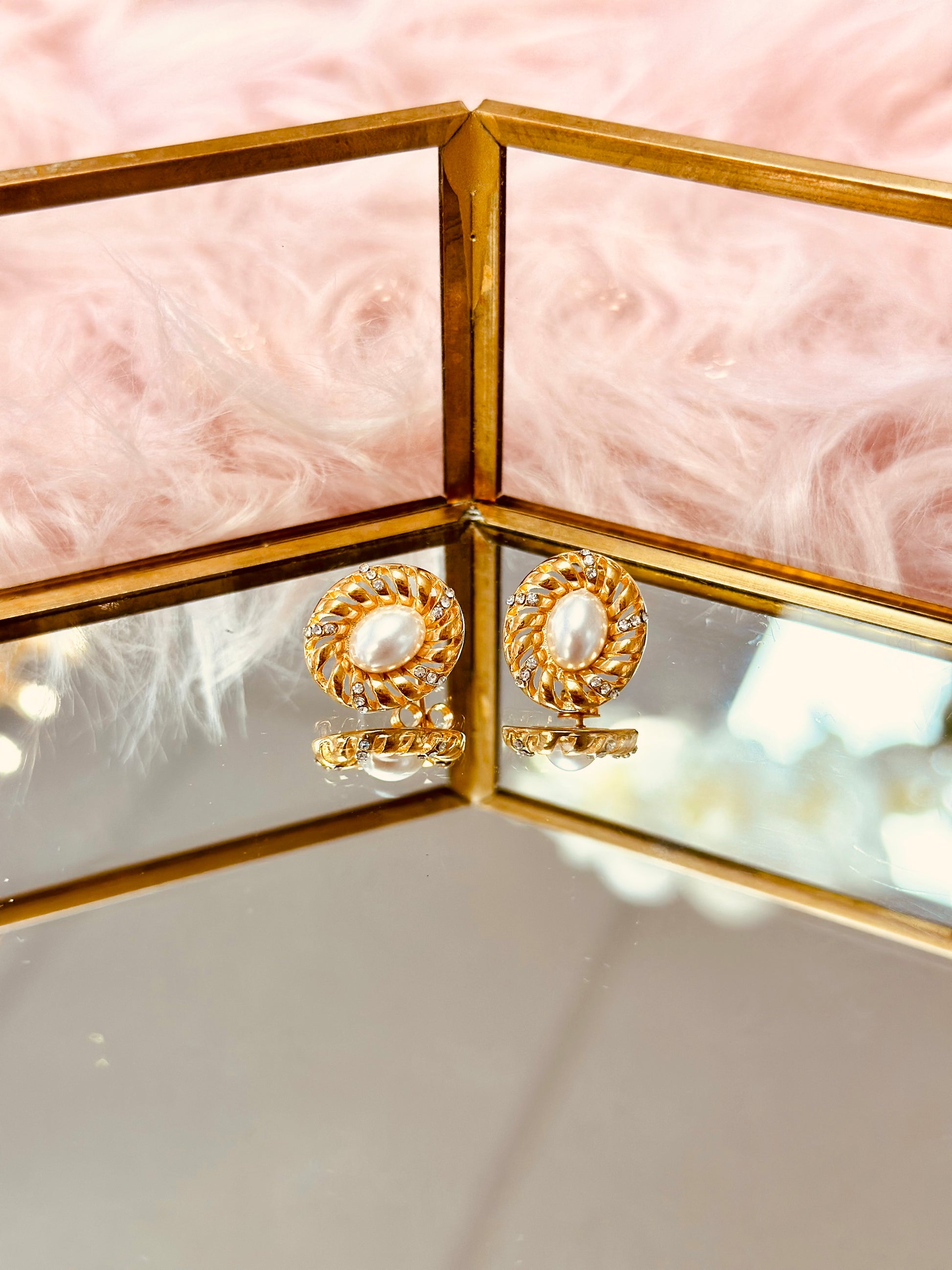Dormilonas de perla con piedras zirconia