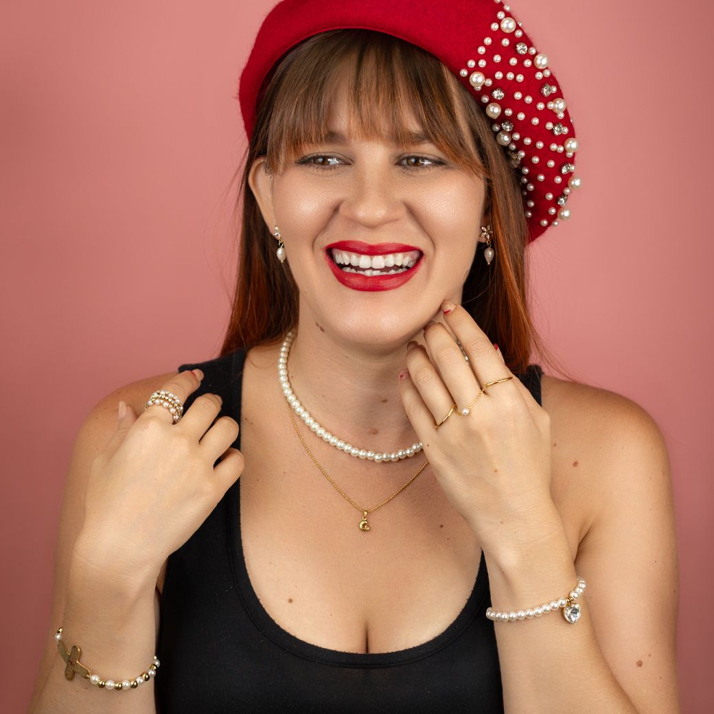 Anillo doble con perla