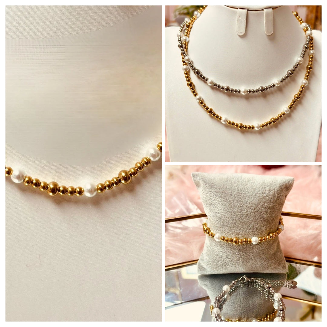 Bundle delicado con perlas dorado