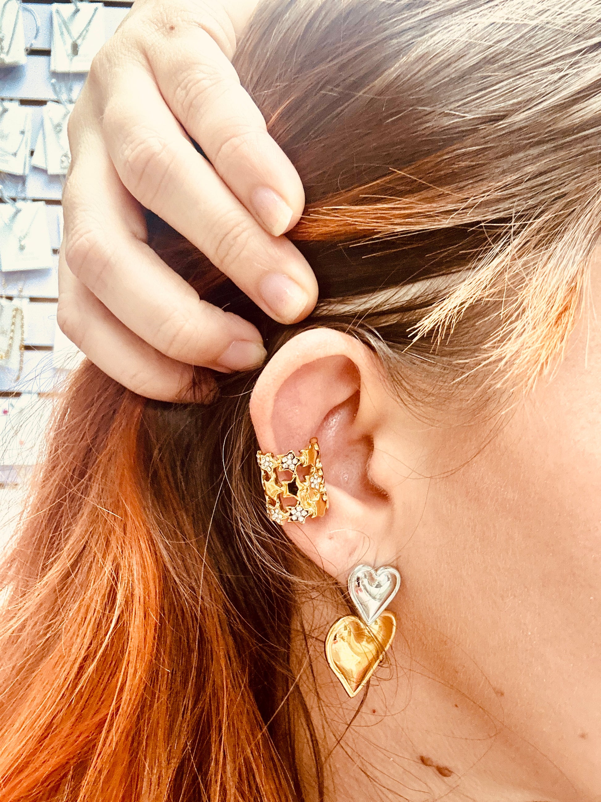 Ear cuffs de estrella con zirconia