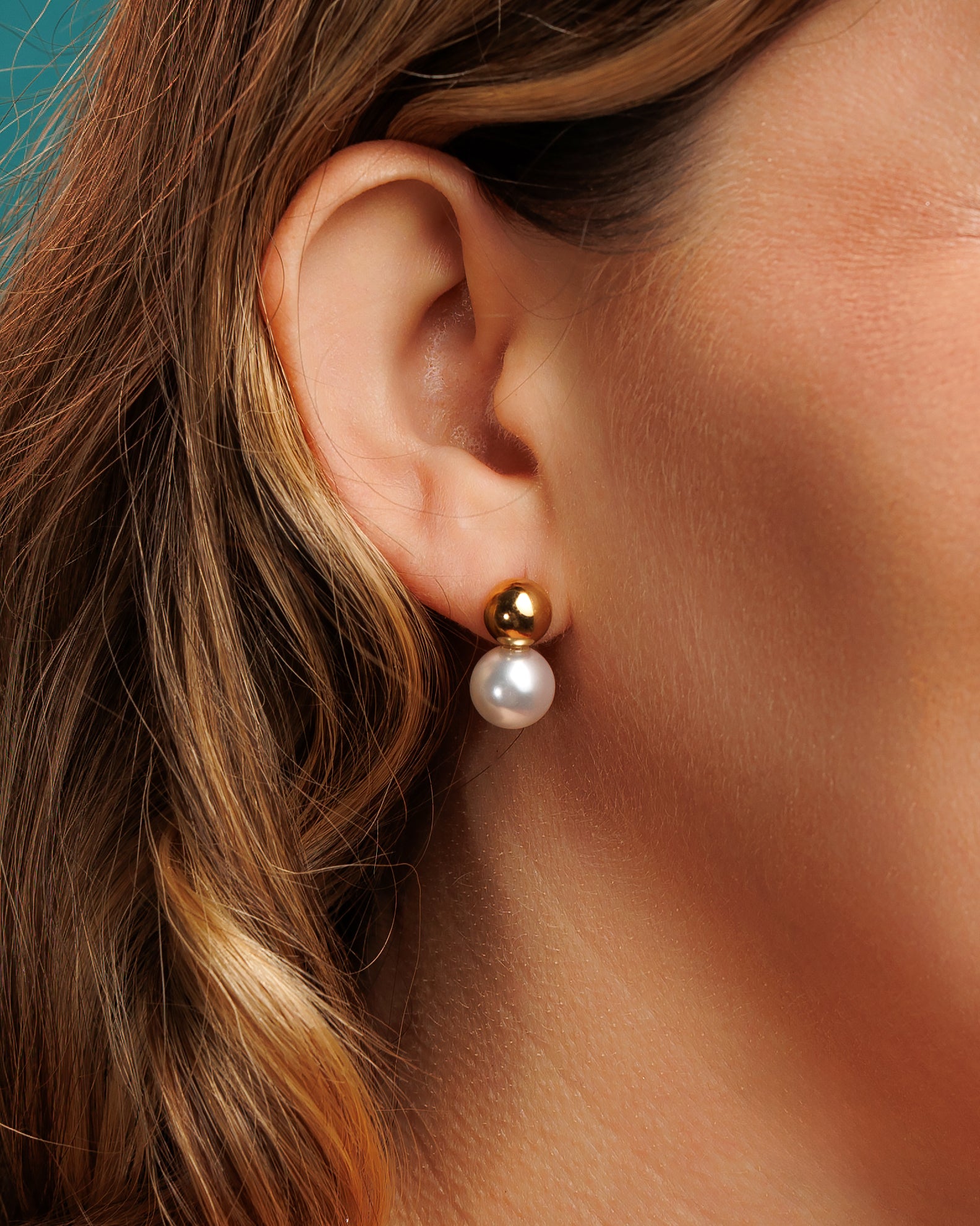 Aretes chunky con perla delicado