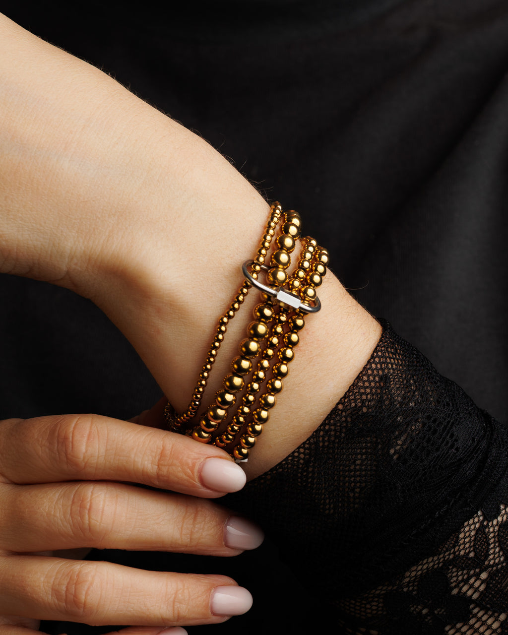 Pulsera cuatriple militar dorada y plata