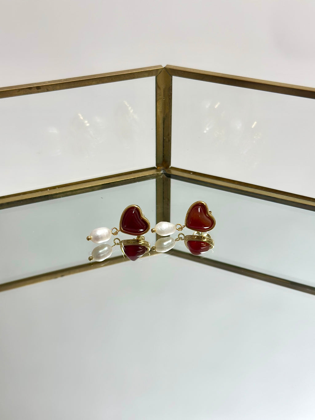 Dormilonas de cristal con perla de agua dulce