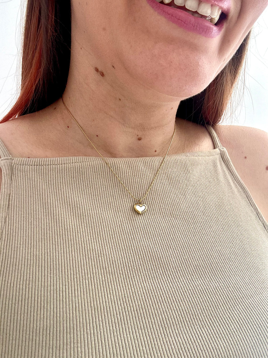 Collar de corazón de perla nácar