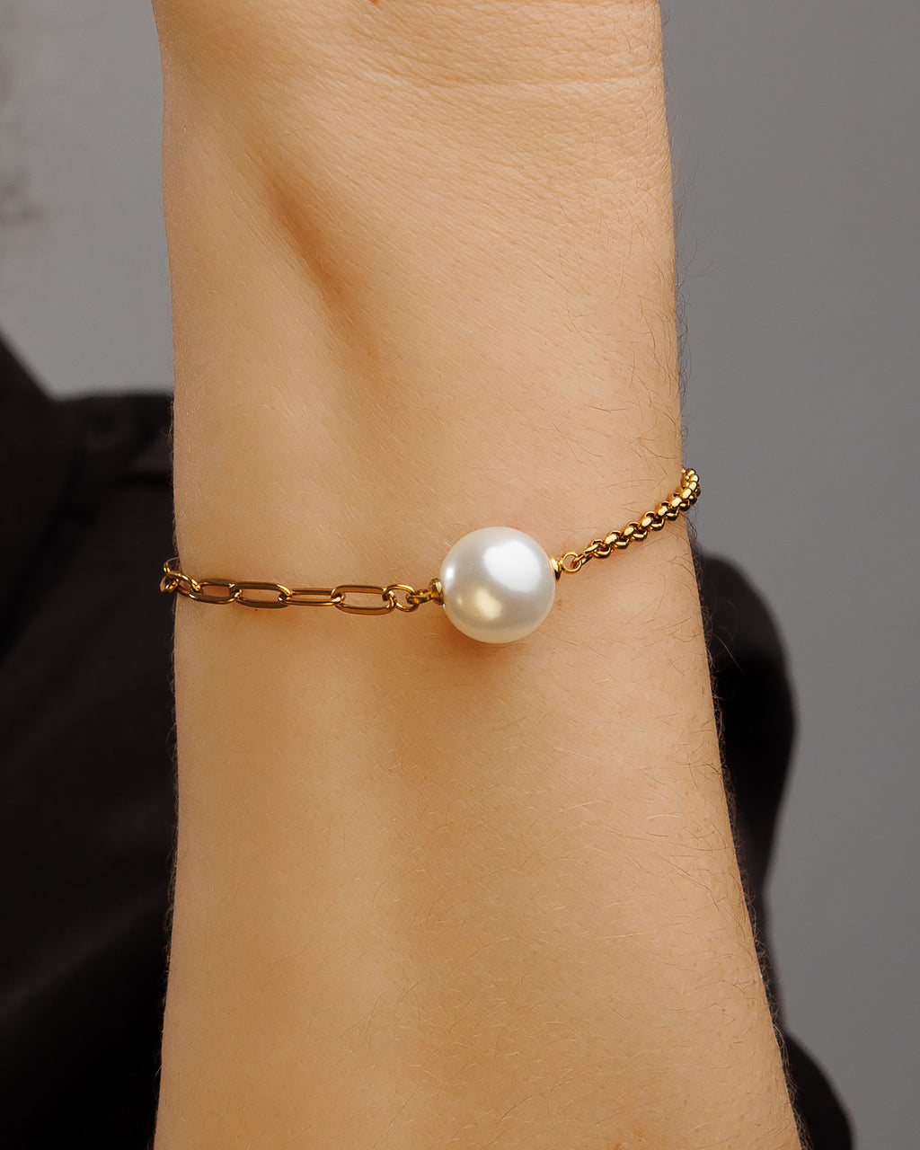 Pulsera de eslabones con perla