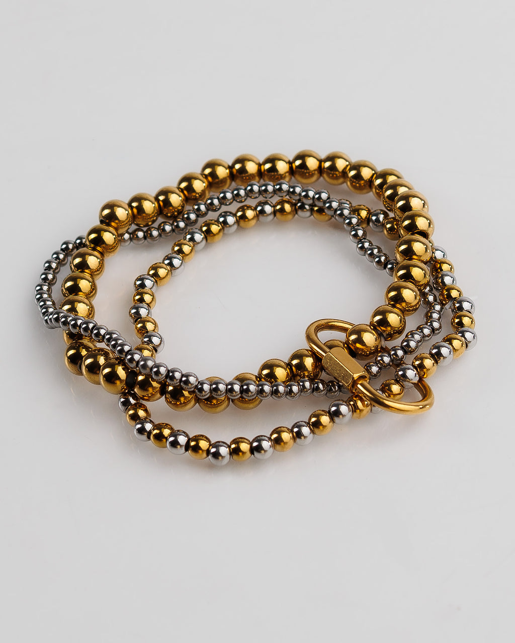 Pulsera triple militar plata y dorado