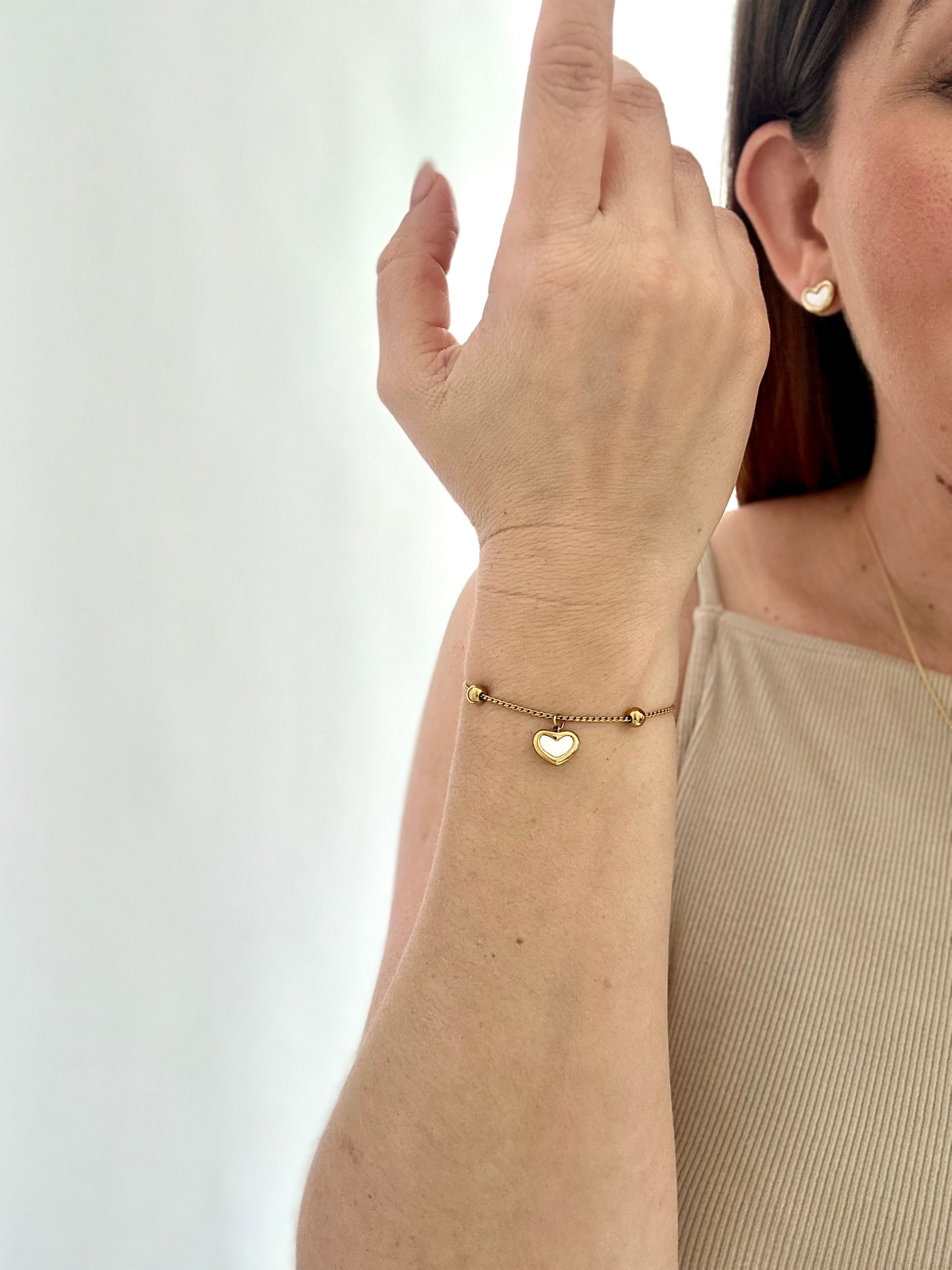 Pulsera de corazón de perla nácar