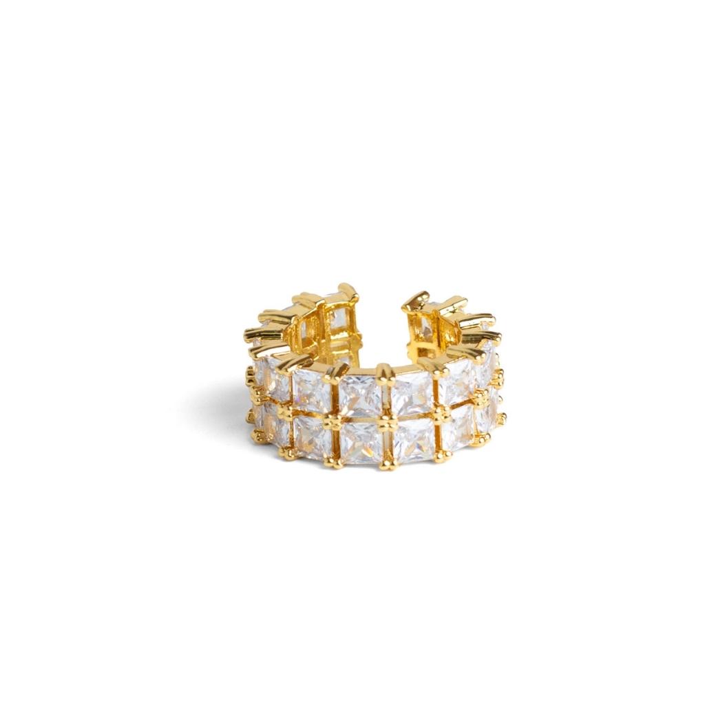 Anillo doble con zirconias cuadradas