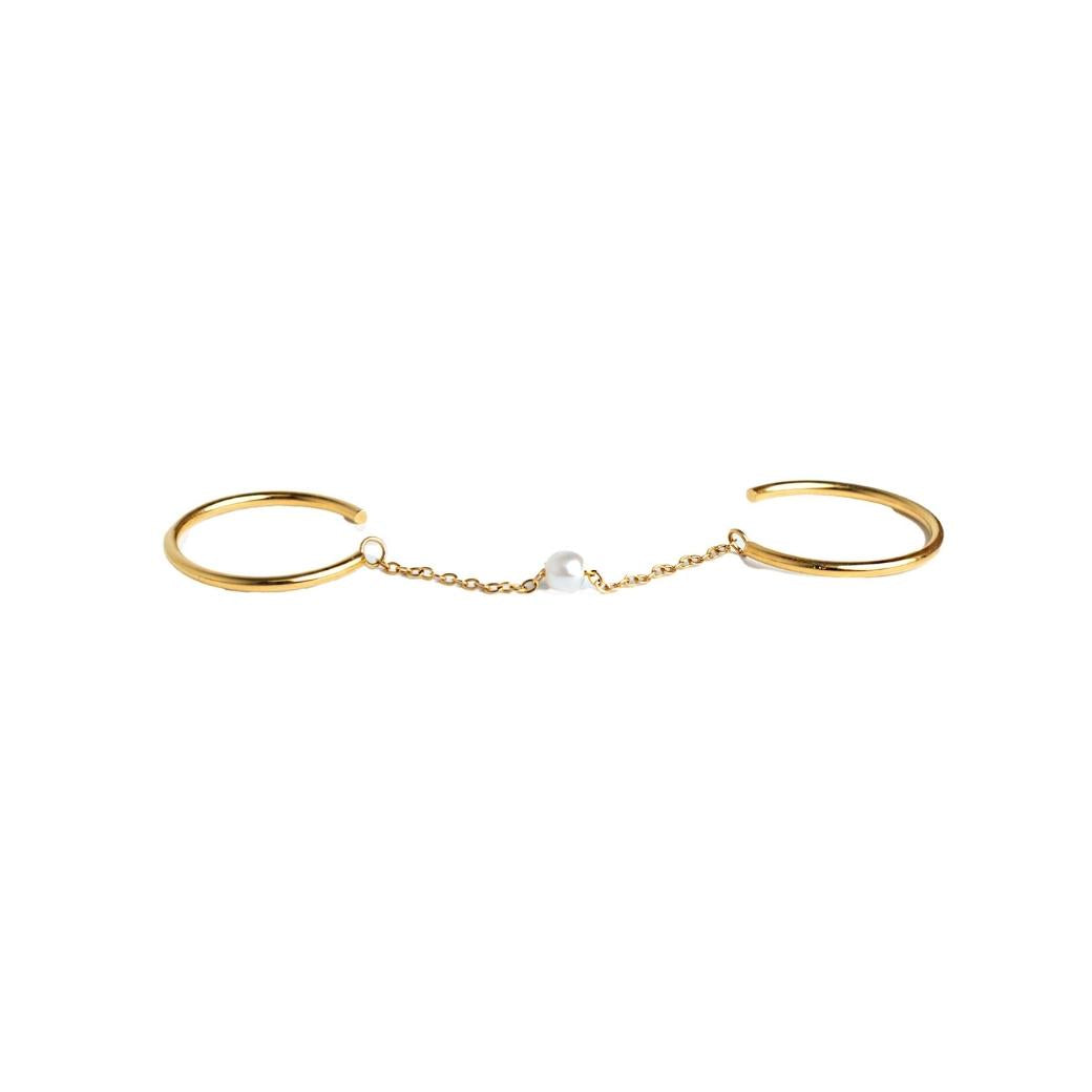 Anillo doble con perla