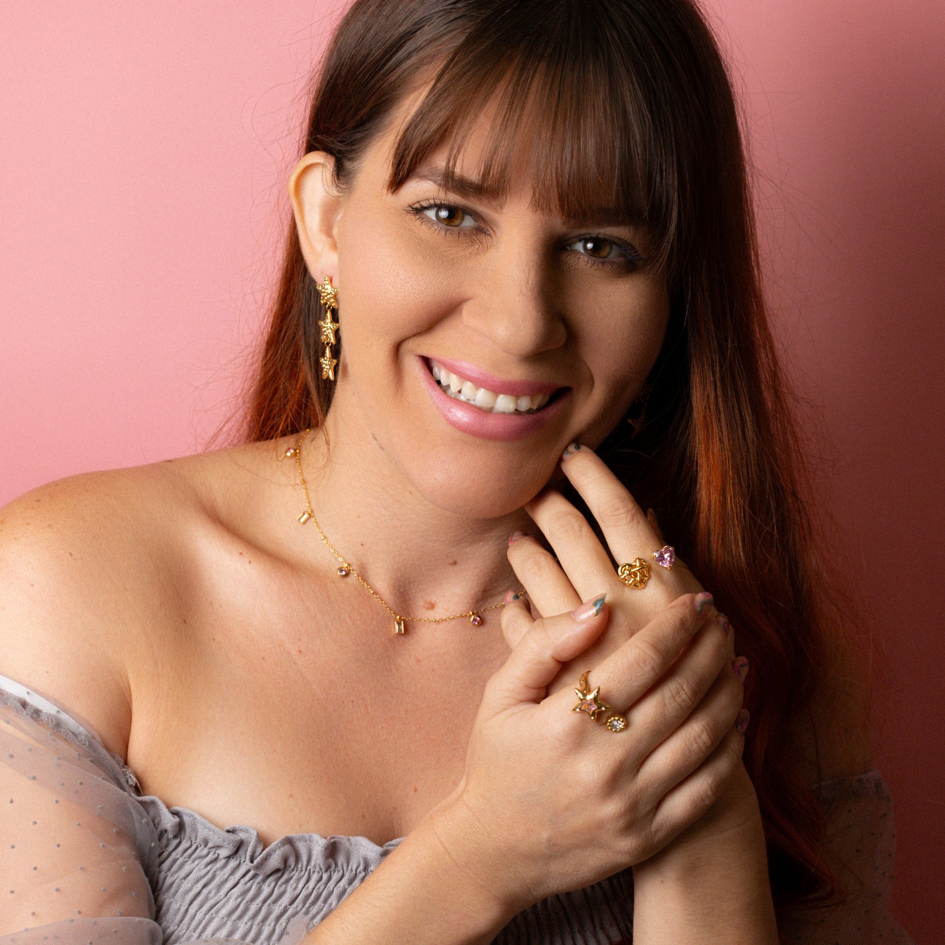 Sortija de corazón con zirconia rosada