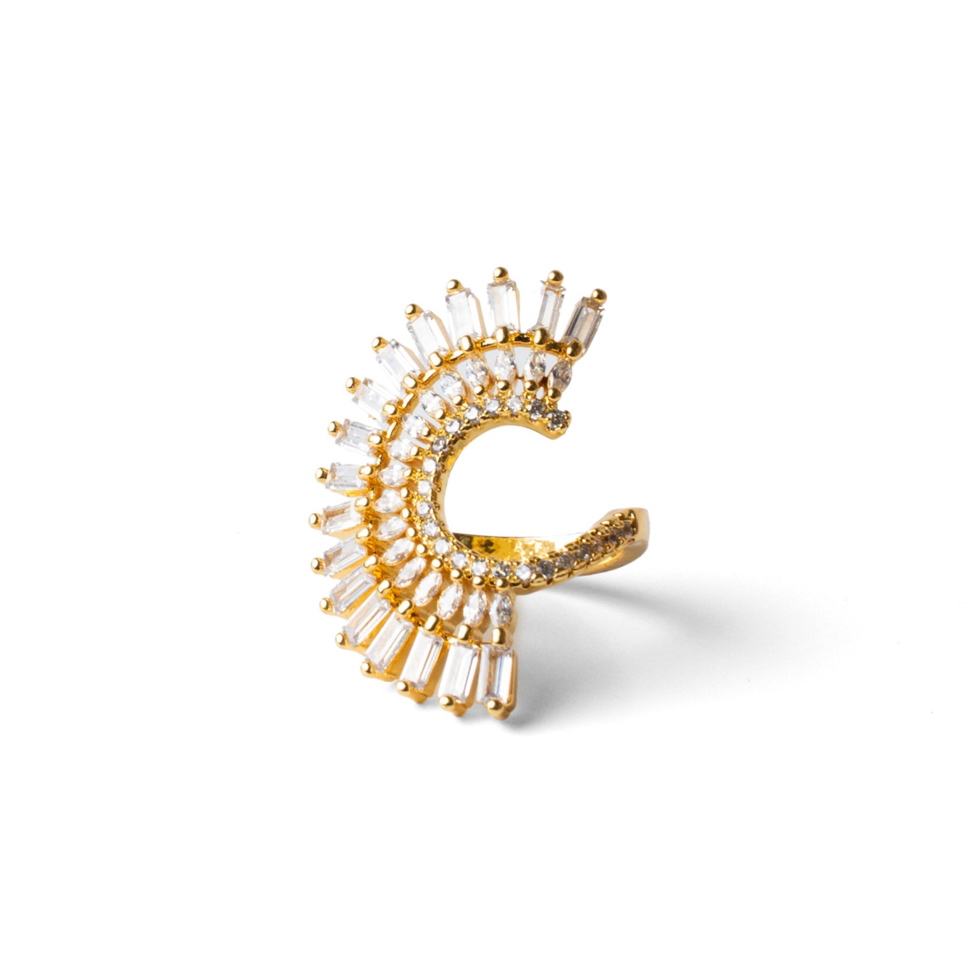 Anillo abanico con zirconias
