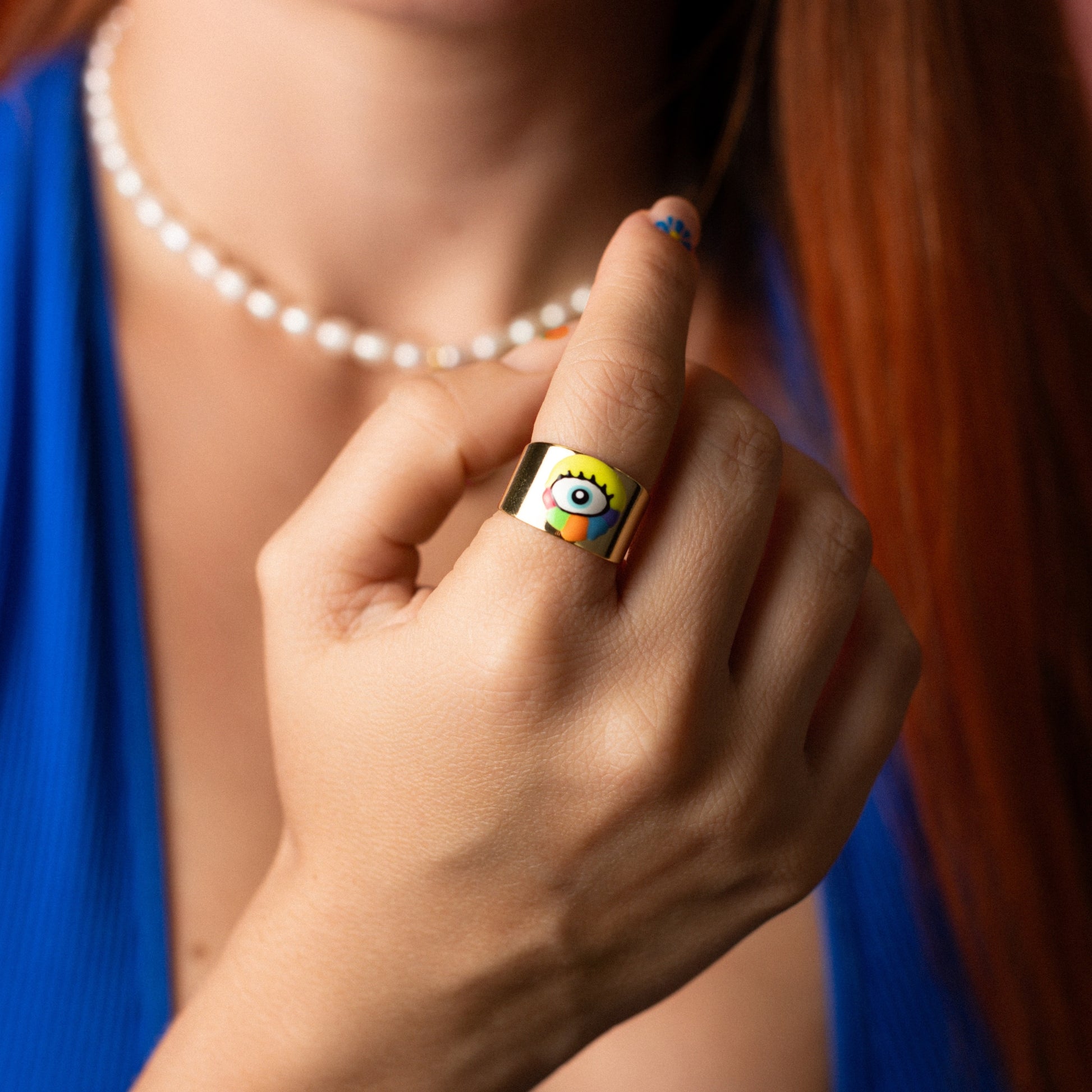 Anillo de ojo pintado a mano